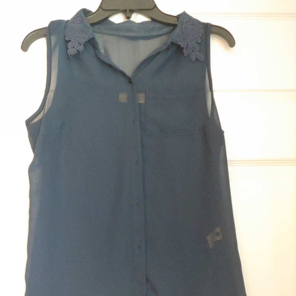 Navy buttoned up top